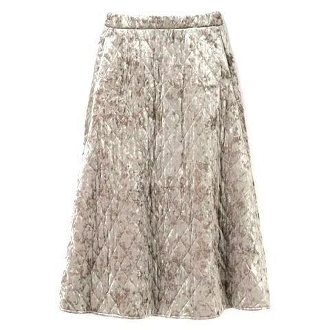 新品 Linoluce クラッシュ ベロア キルティング スカート L 11 マキシスカート ロングスカート 白 拍卖