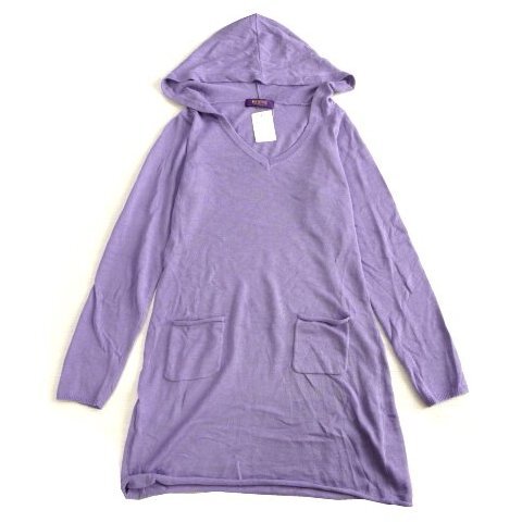新品 定価3990円 REVIVE ニット パーカー フード付き セーター 紫 ラベンダー 長袖 ニットチュニック 拍卖