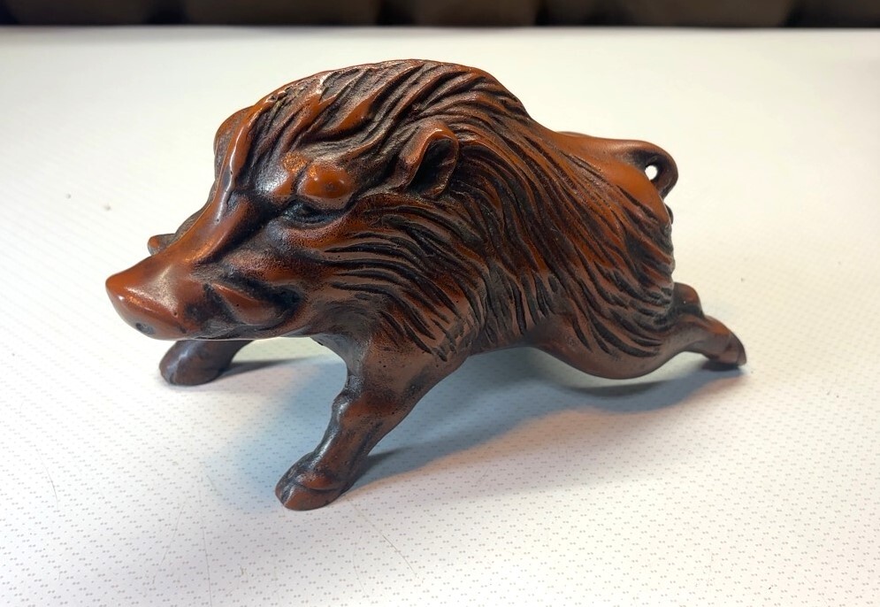 ■47 美術鋳芸品 ブロンズ? 猪 イノシシ 24cm 2.5㎏ 干支 置物拍卖