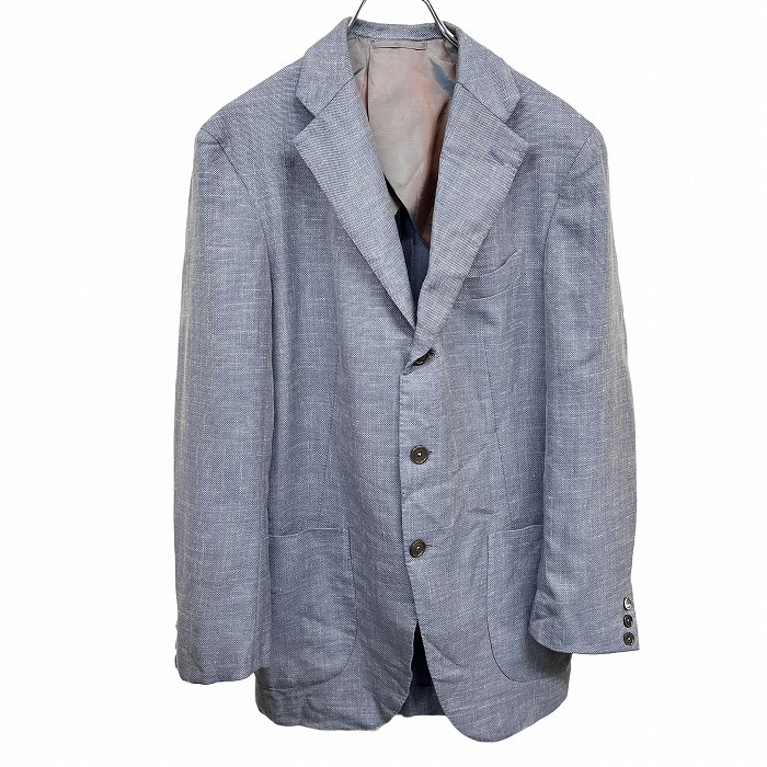 ドレステリア DRESSTERIOR テーラードジャケット 背抜き裏地 サイドベンツ 長袖 毛×絹×麻 ウール×シルク×リネン 46 杢ネイビー メンズ拍卖