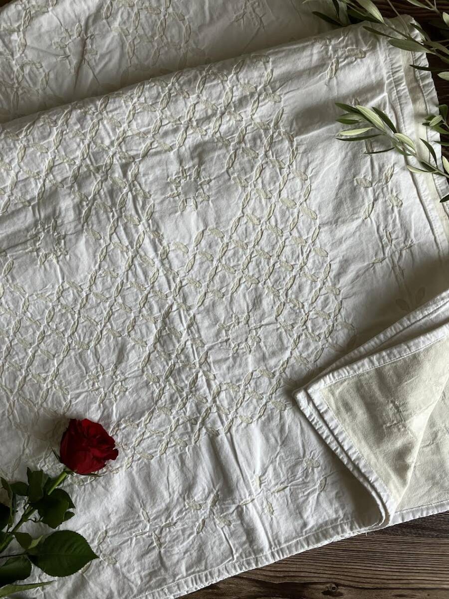 ハンドメイド カットワーク マルチカバー コットン100% ナチュラルカラー #A1拍卖