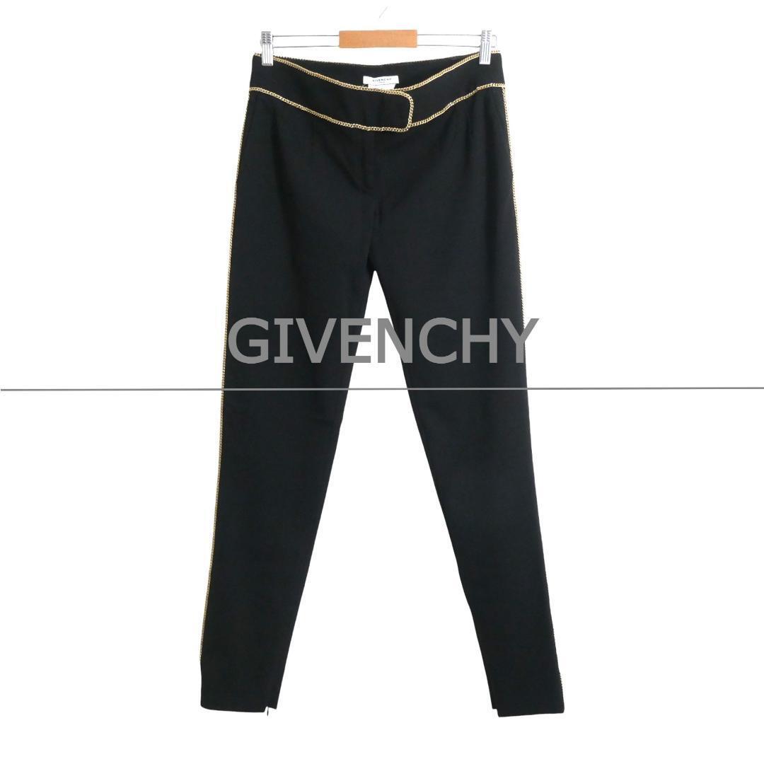 美品 GIVENCHY ジバンシィ サイズ42 チェーン 裾ジップ ストレッチ テーパード パンツ スラックス 黒 ブラック拍卖