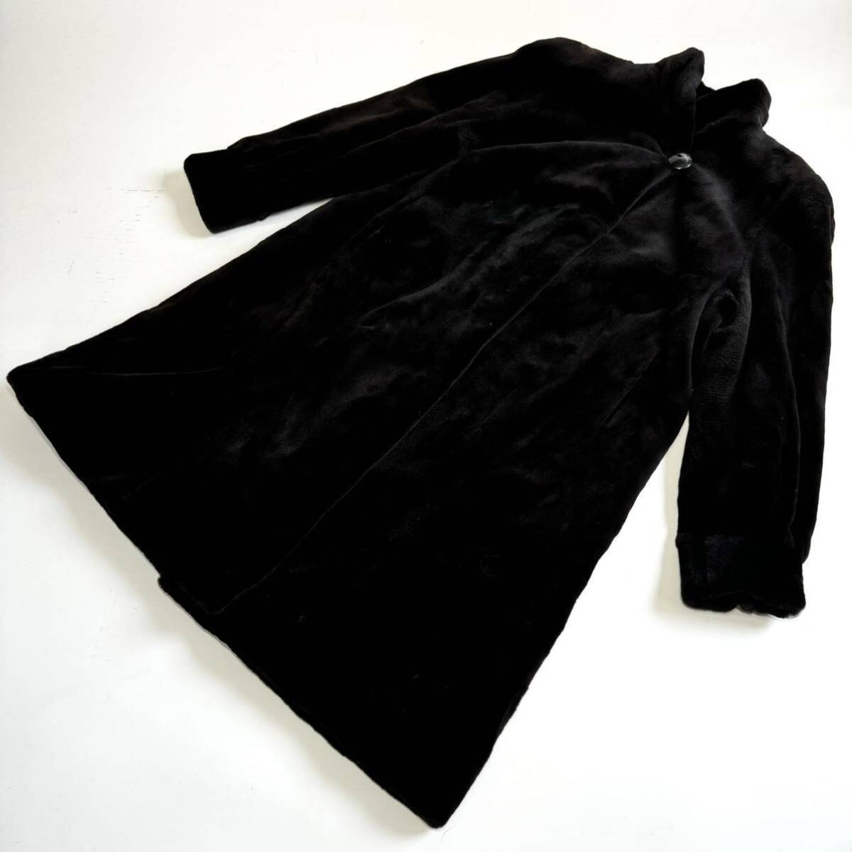 銀サガ SAGAMINK シェアードミンク 毛皮コート 着丈105cm 高品質 ロングコート リアルファー ダークブラウン F 毛質艶やか・柔らか◎拍卖