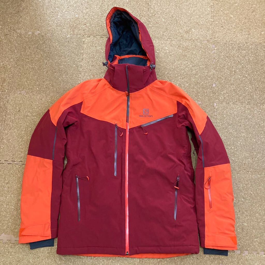 【美品】サロモン salomon スキーウェア スキー スノボジャケット スノボ スノーボード Sサイズ メンズ エンジ 拍卖