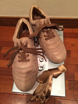 再↓秋★GOHANゴハン★2WAYリボンラメレースアップシューズ キャメル 35 スニーカー 百貨店購入拍卖