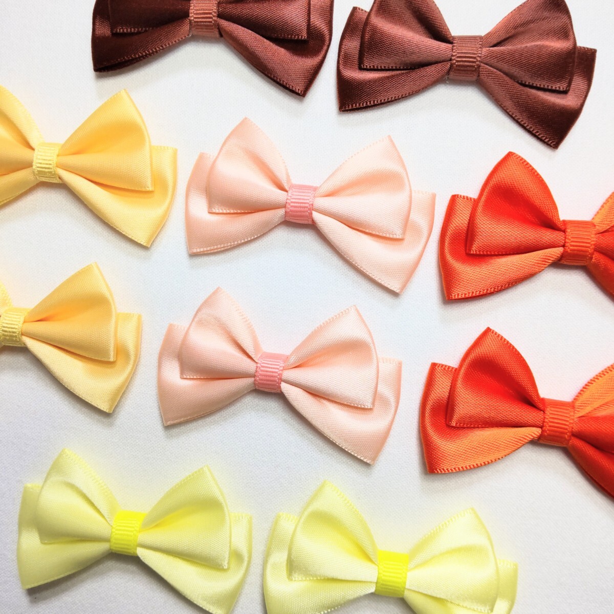 10個 オレンジ・黄色・茶色系 無地サテンリボン リボンモチーフ ハンドメイド拍卖