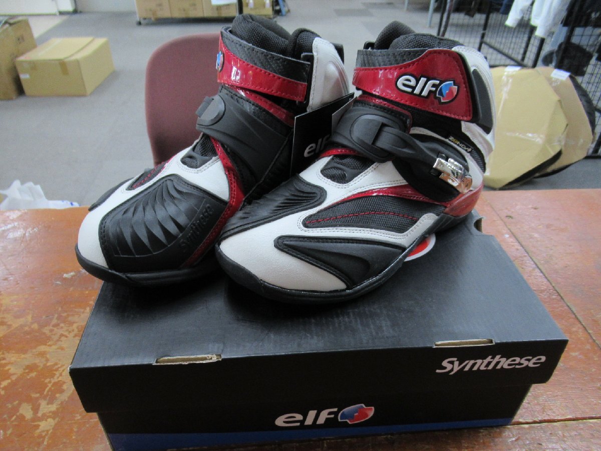 ELF シンテーゼ14 ライディングシューズ ホワイト/レッド サイズ23.0cm 新品!拍卖