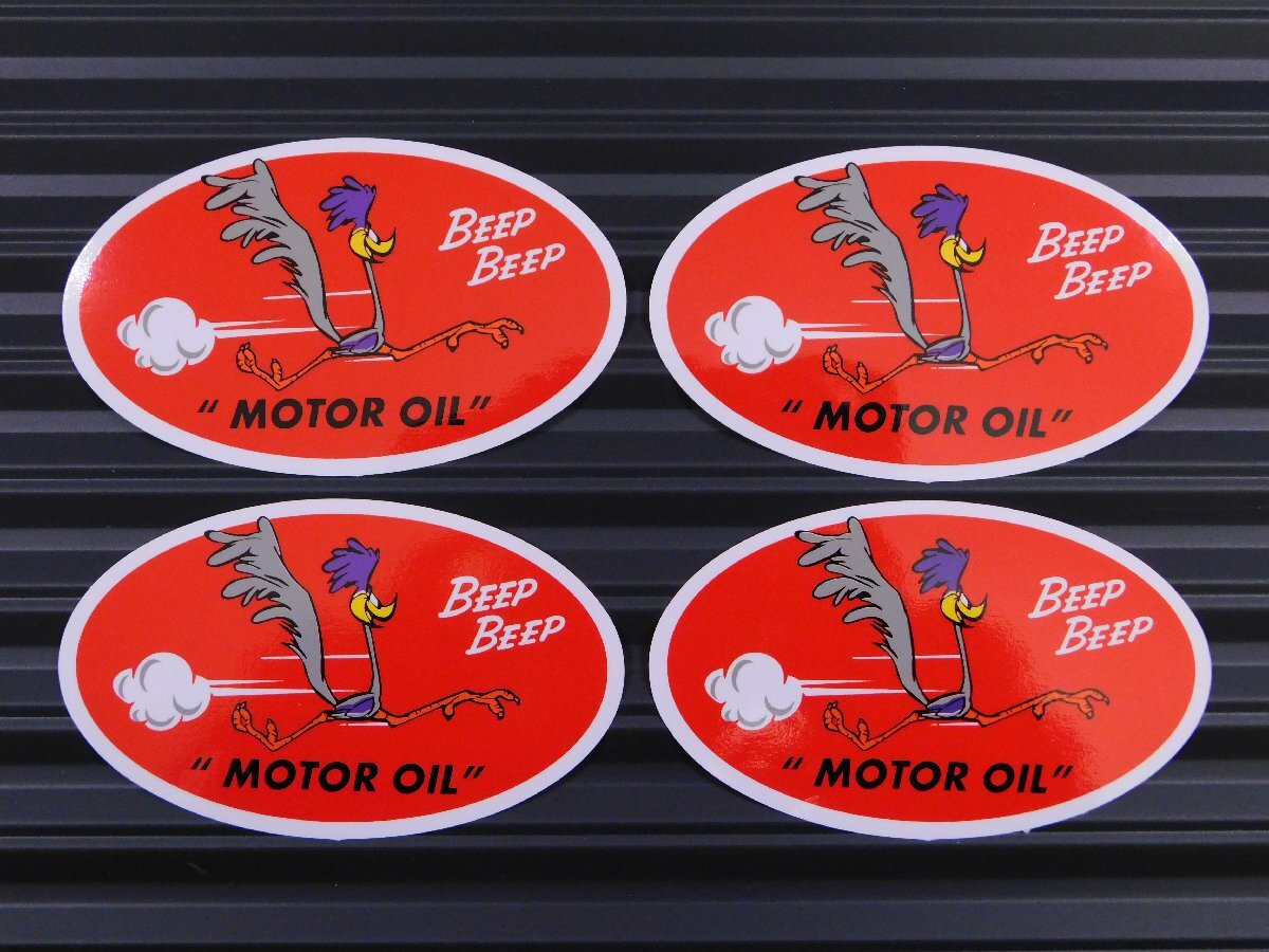 ◆送料\110◆【MOTOROIL・ロードランナー】※《レーシングステッカー/4枚セット》 (品番:ms68) アメリカン雑貨 ガレージ拍卖