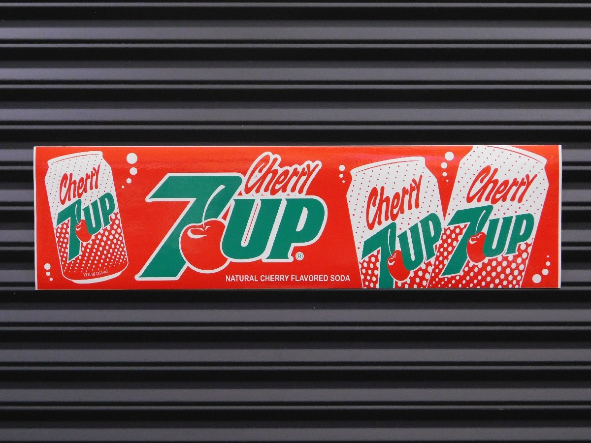◆送料\140◆【7UP・セブンアップ チェリー】※《バンパーステッカー/レッド・サイズ76×279mm》 89~95年代ロゴ ステッカー拍卖