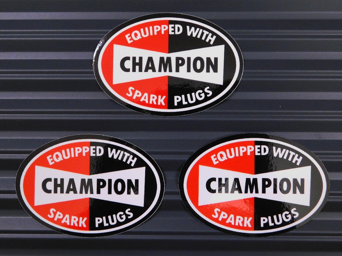 ◆送料\110◆【CHAMPION・チャンピオンプラグ】※《レーシングステッカー/3枚セット》 (品番ms001) アメリカン雑貨 ガレージ拍卖