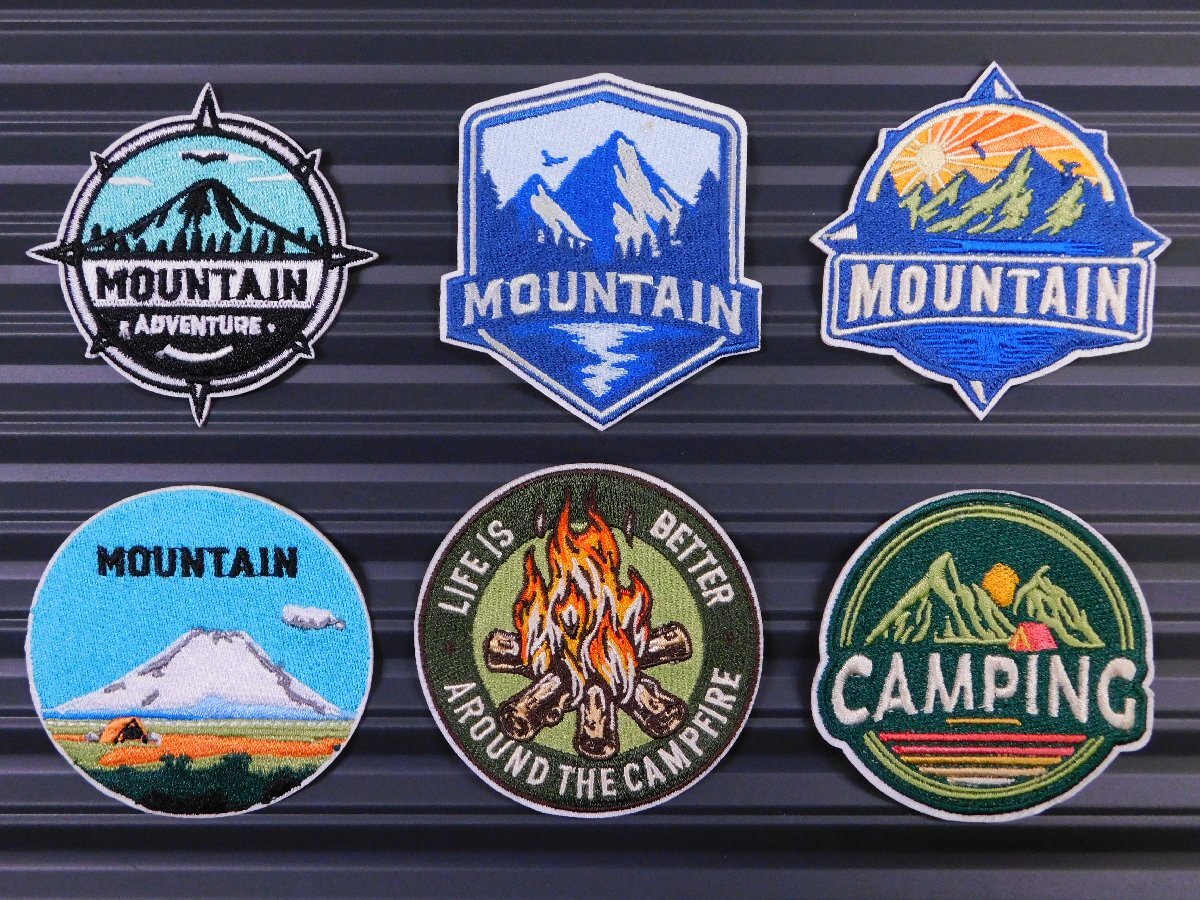 ◆送料\140◆【マウンテン】※《アイロン刺繍ワッペン/6点セット》 アメリカン雑貨 刺繍ワッペン アイロンワッペン拍卖