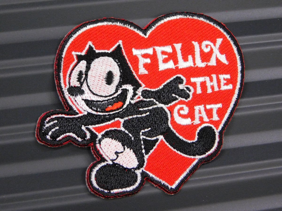 ◆送料\110◆【FELIX THE CAT・フィリックス】※《アイロン刺繍ワッペン・ハート形》 アメリカン雑貨 刺繍ワッペン アイロンワッペン拍卖