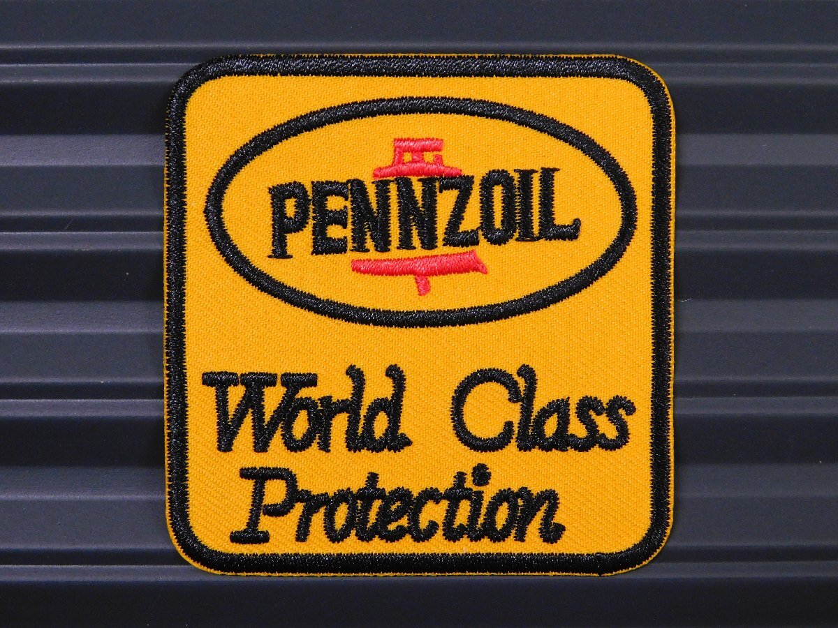 ◆送料\110◆【PENNZOIL・ペンズオイル/四角】※《アイロン刺繍ワッペン・四角》 アメリカン雑貨 刺繍ワッペン アイロンワッペン拍卖