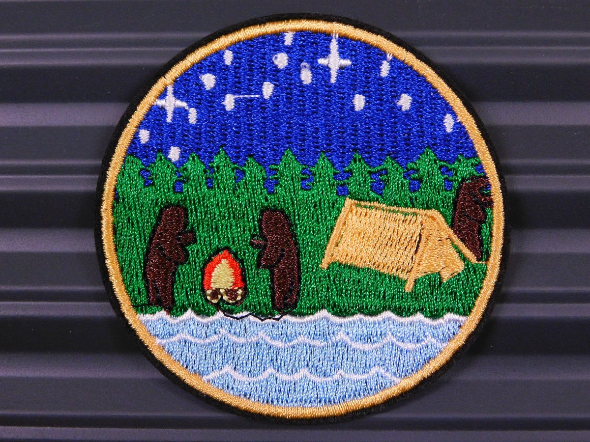 ◆送料\110◆【Night】※《アイロン刺繍ワッペン/キャンプ・熊》 アメリカン雑貨 刺繍ワッペン アイロンワッペン拍卖