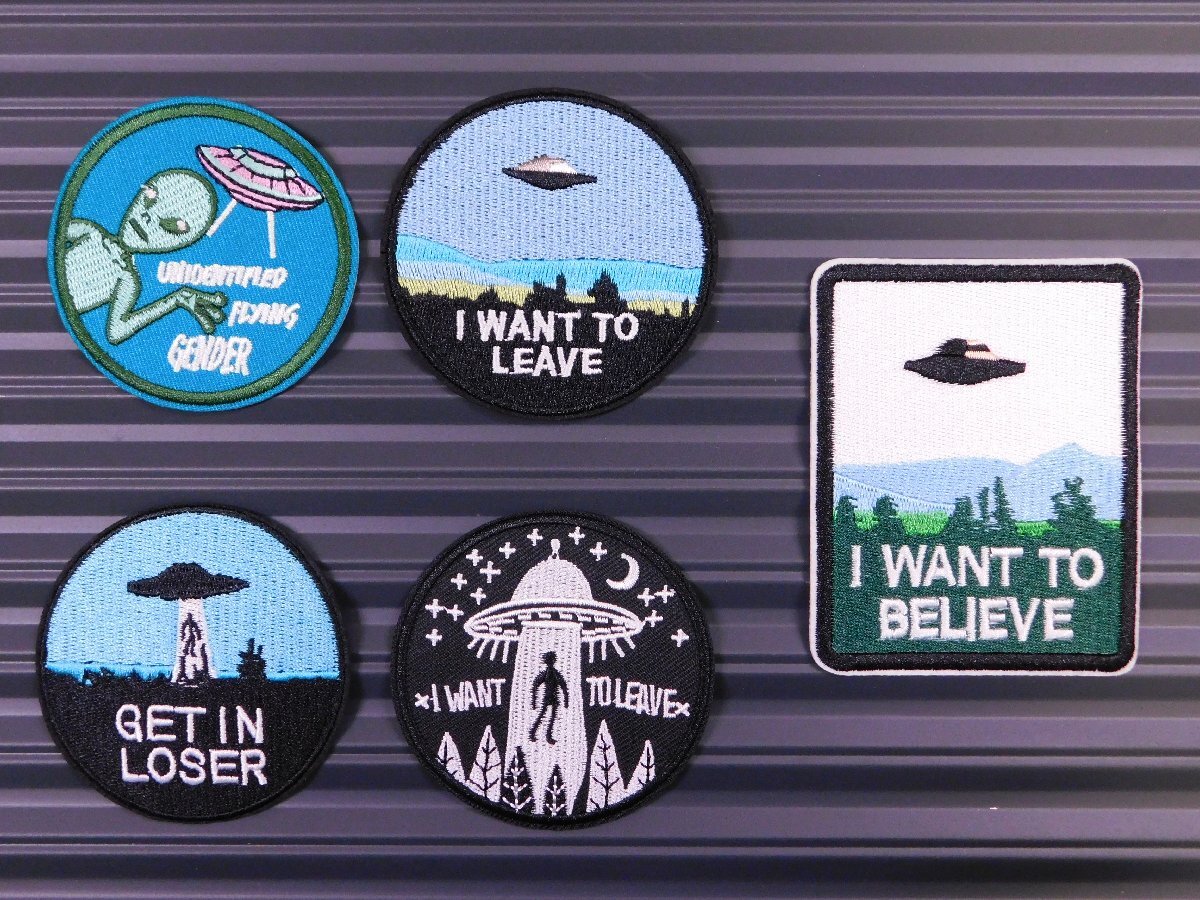 ◆送料\140◆【UFO】※《アイロン刺繍ワッペン/5点セット》 アメリカン雑貨 刺繍ワッペン アイロンワッペン拍卖