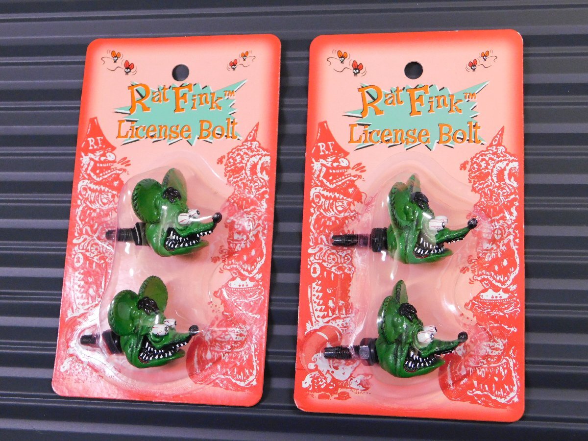 ◆送料無料◆【Rat Fink・ラットフィンク】※《ヘッド ライセンスボルト 4個入り / グリーン》 RAF264GR MOONEYES ムーンアイズ拍卖