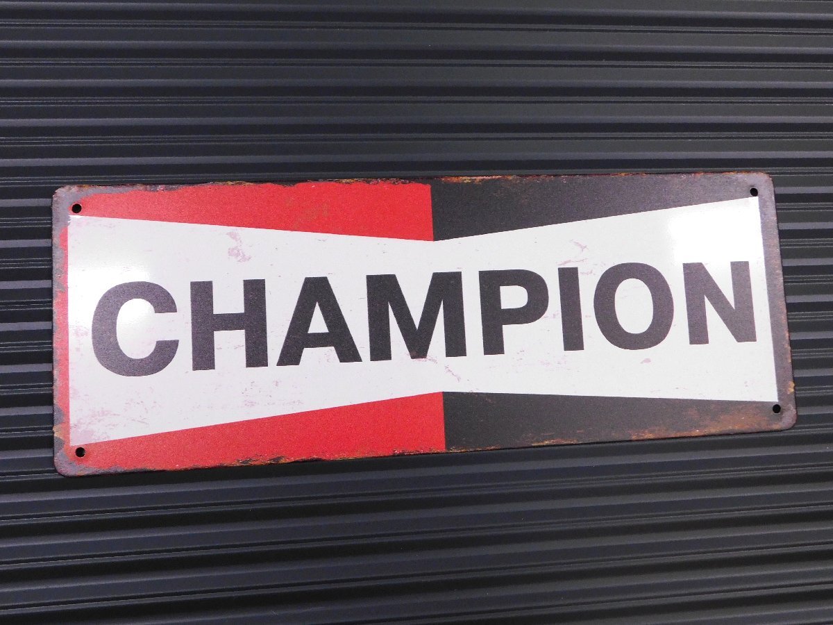 ◆送料\450◆【CHAMPION・チャンピオン】※《メタルサインボード / 150×400mm》 アメリカン雑貨 ブリキ看板拍卖