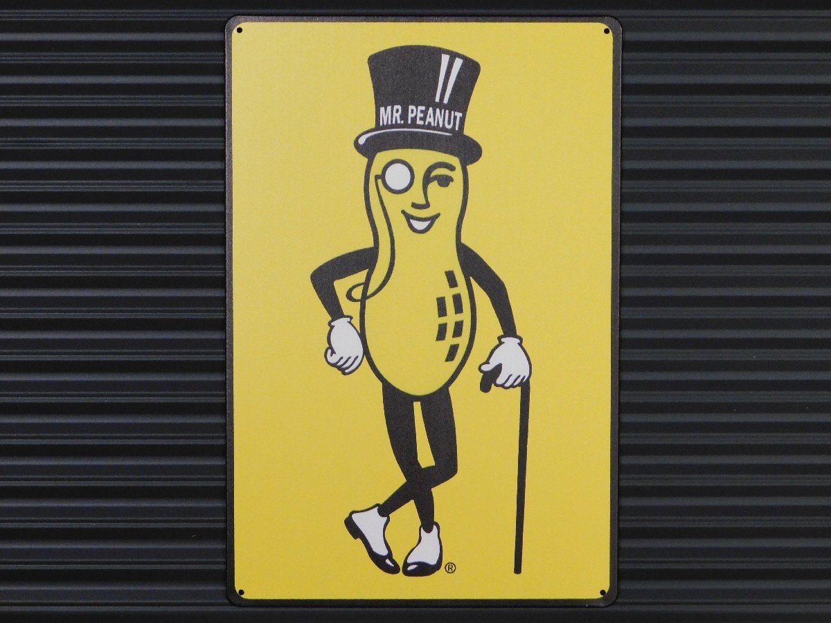 ◆送料\185◆【MR.PEANUTS・ミスターピーナッツ①】※《アンティークメタルプレート / 300×200mm》 アメリカン雑貨 ブリキ看板拍卖