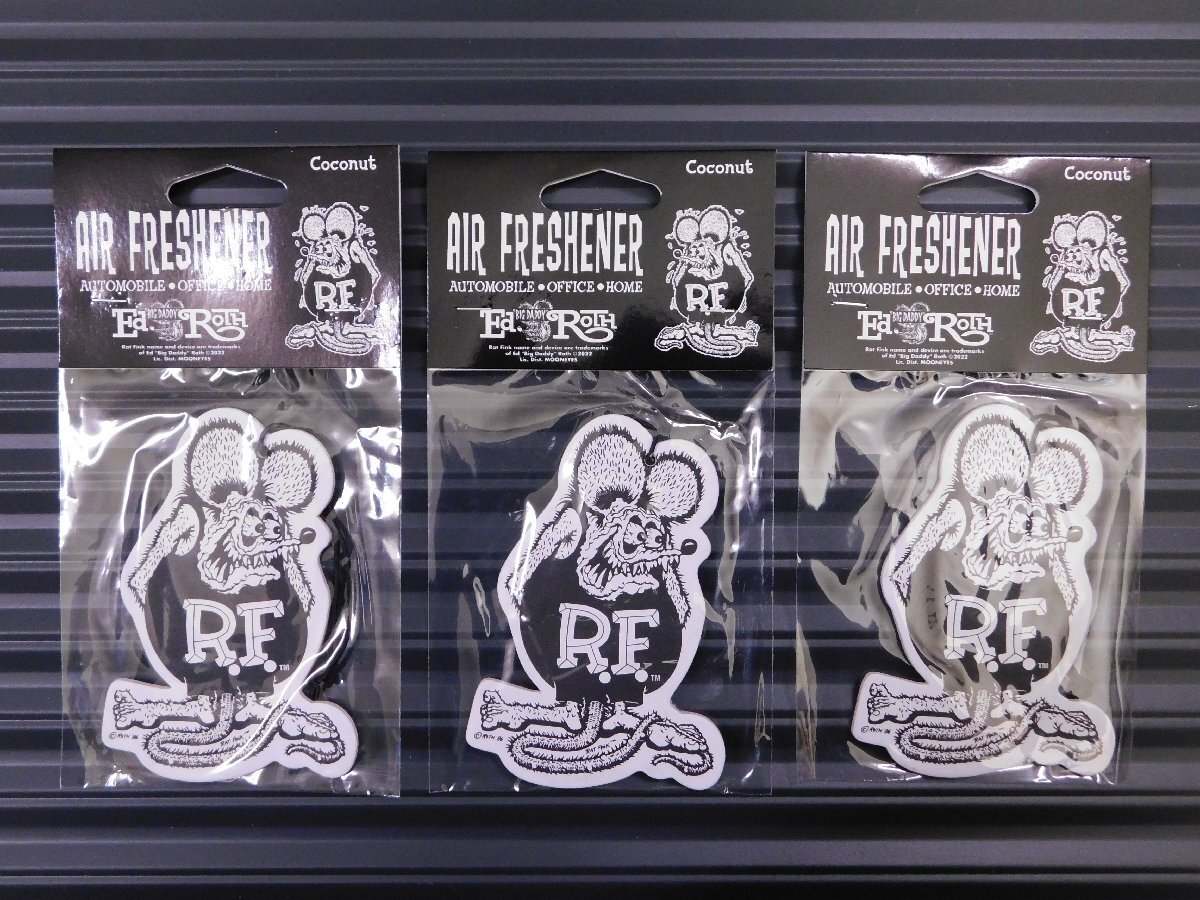 ◆送料\110◆【Rat Fink・ラットフィンク/白黒】※《エアーフレッシュナー・ココナッツ / 3枚セット》 AIR FRESHENER アメリカン雑貨拍卖