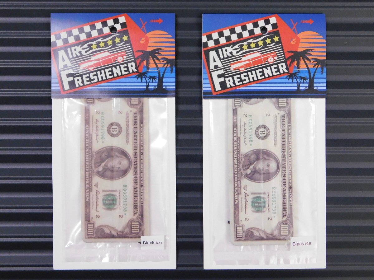 ◆送料\140◆【Money・旧100ドル札柄】※《エアーフレッシュナー2枚・Black ice / ブラックアイス》 AIR FRESHENER アメリカン雑貨拍卖