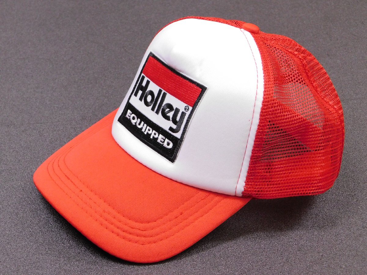◆送料\450◆【Holley Equipped・ホーリー】※《メッシュキャップ / レッド×ホワイト》 刺繍 企業柄 アメカジ拍卖