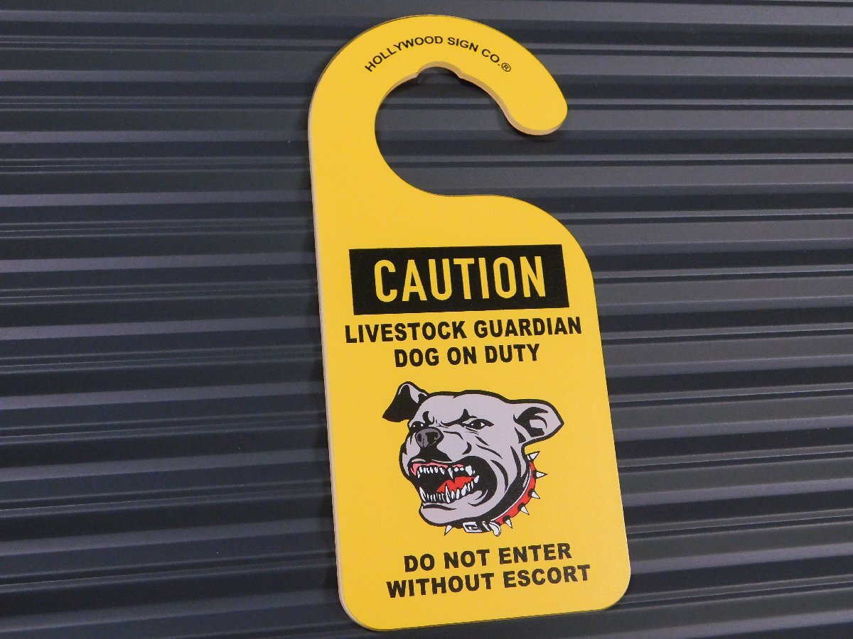 ◆送料\185◆【DOG ON DUTY・番犬います!】※《 ハンガーサイン/CAUTION WARNING》 リバーシブル ドアノブに引っ掛けるだけ!拍卖