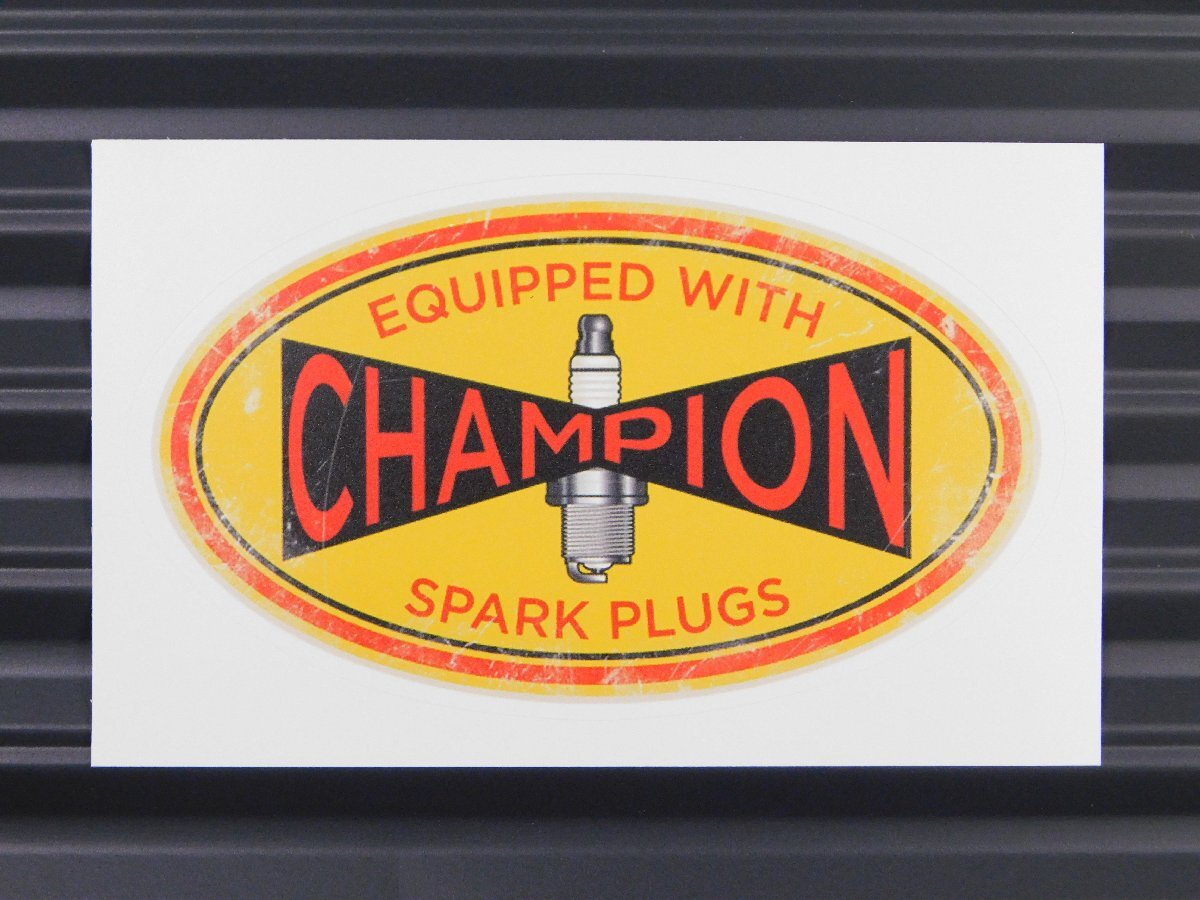 ◆送料\110◆【CHAMPION SPARK PLUGS・チャンピオン】※《ガレージステッカー・オーバル型》 アメリカン雑貨 モーター レーシング拍卖