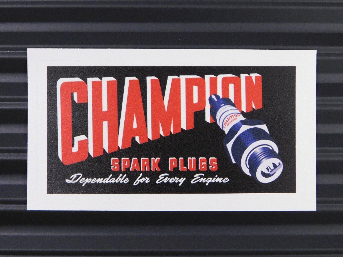 ◆送料\110◆【CHAMPION SPARK PLUGS・チャンピオン】※《ガレージステッカー・四角》 アメリカン雑貨 モーター レーシング拍卖