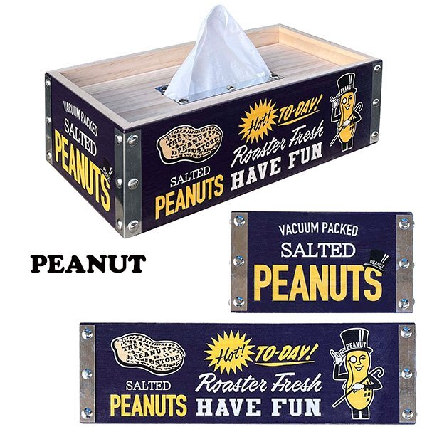 【Mr.PEANUT・ミスターピーナッツ】※《ウッドティッシュボックス》 木製 ティッシュケース アメリカン雑貨拍卖