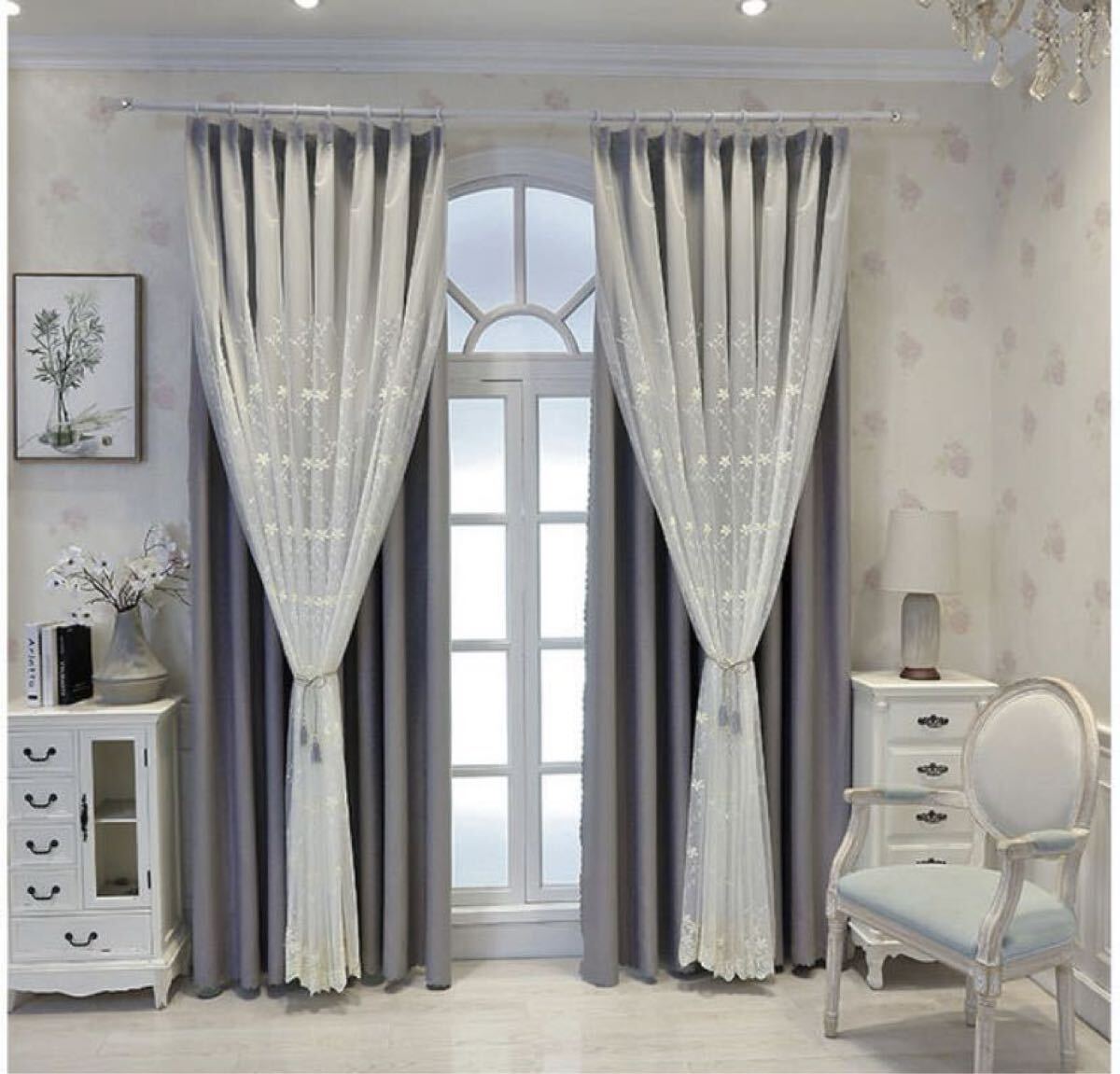 4枚入り カーテン 刺繍 レースカーテン 遮光カーテン セット 4枚セット アジアン 北欧 遮光 カーテン 可愛い おしゃれ オーダー カーテン拍卖