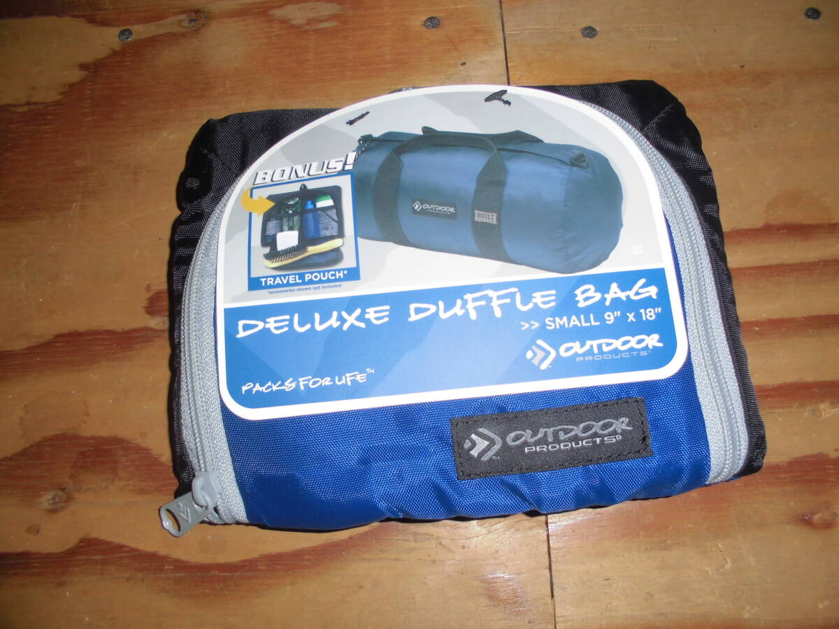 OUTDOOR PRODUCTS DELUXE DUFFLE BAG S ネイビー 9インチ×18インチ レア物 旅行時に最適!拍卖