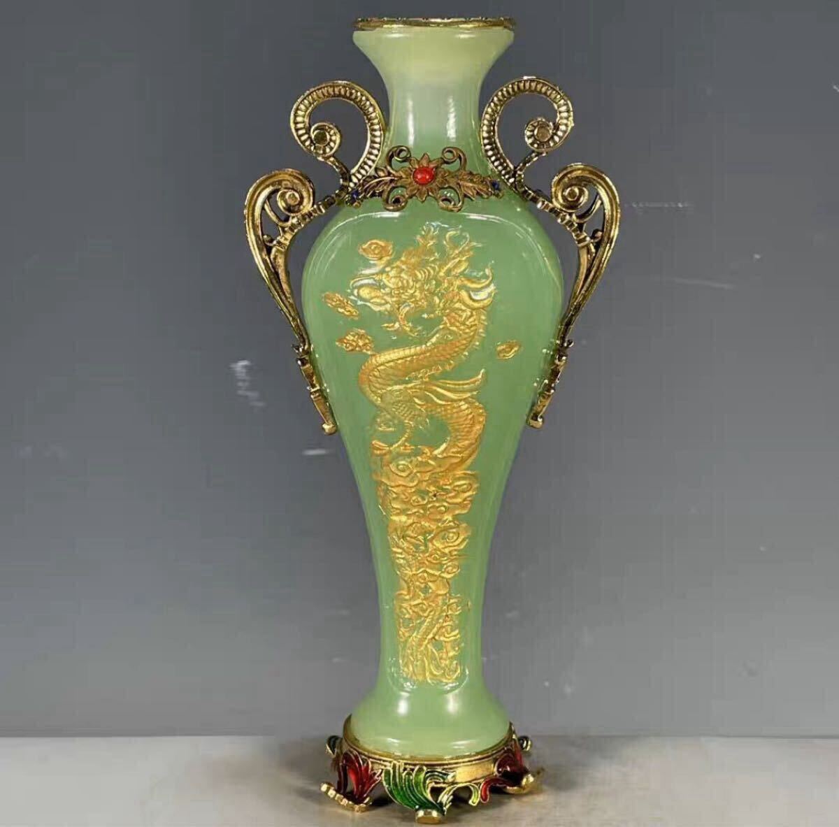 【伝世蔵品】中国古美術 古玩 唐物旧蔵 大清乾隆 御製 粉彩夜光龍鳳古瓶 極細工 置物 擺件 古賞物 風水物 鎮宅 中国骨董品拍卖