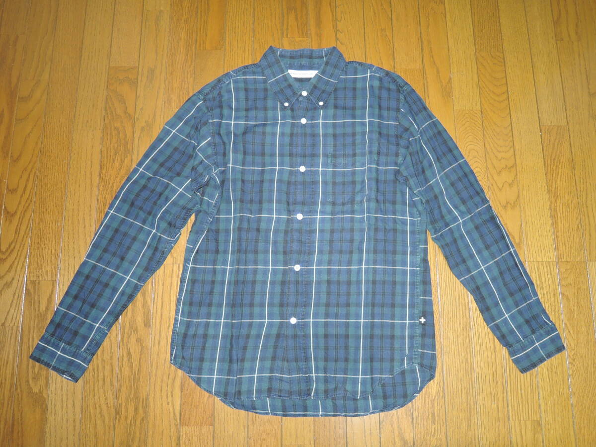 HEAD PORTER PLUS ヘッドポータープラス + チェックシャツ M 緑系 長袖 薄手 /拍卖