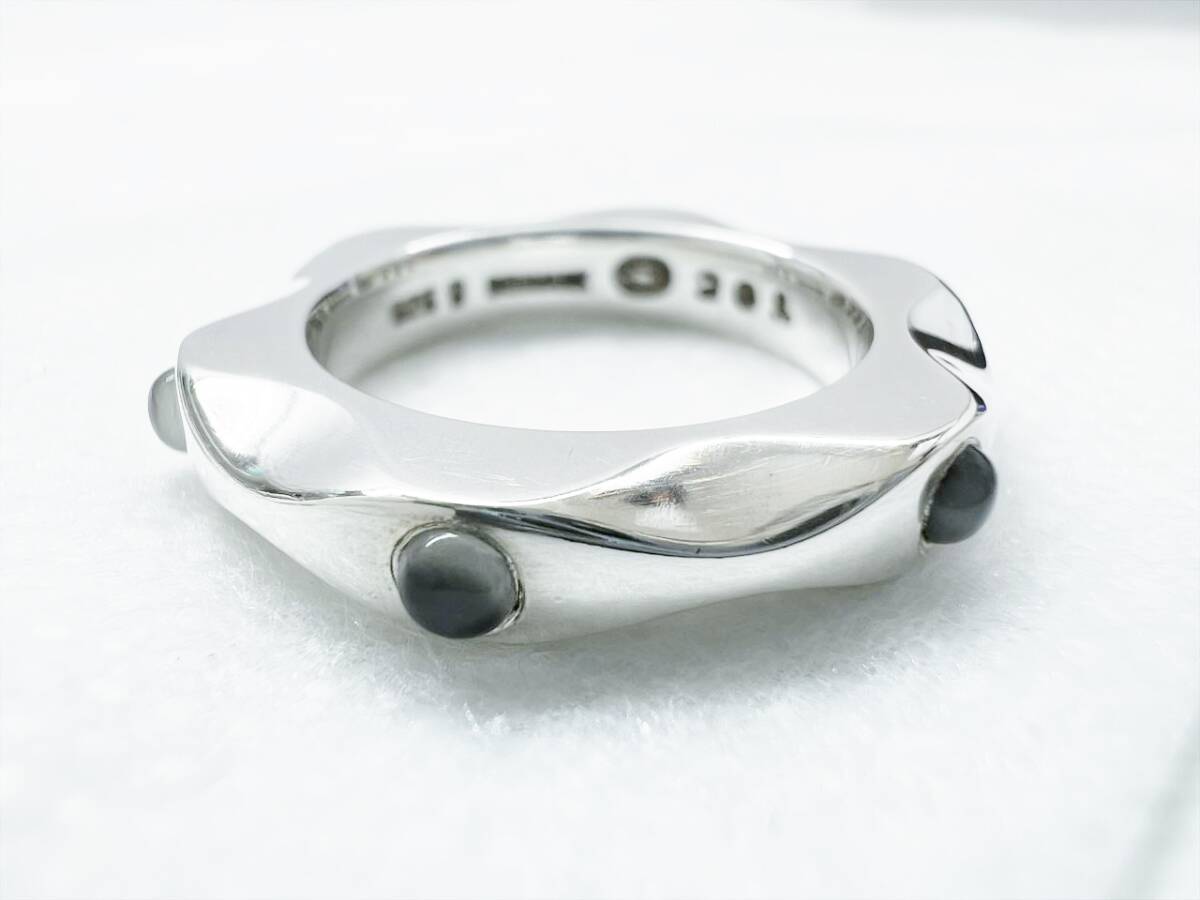 美品 Georg Jensen ジョージジェンセン 261 ムーンストーン スタッズ リング 指輪 925拍卖