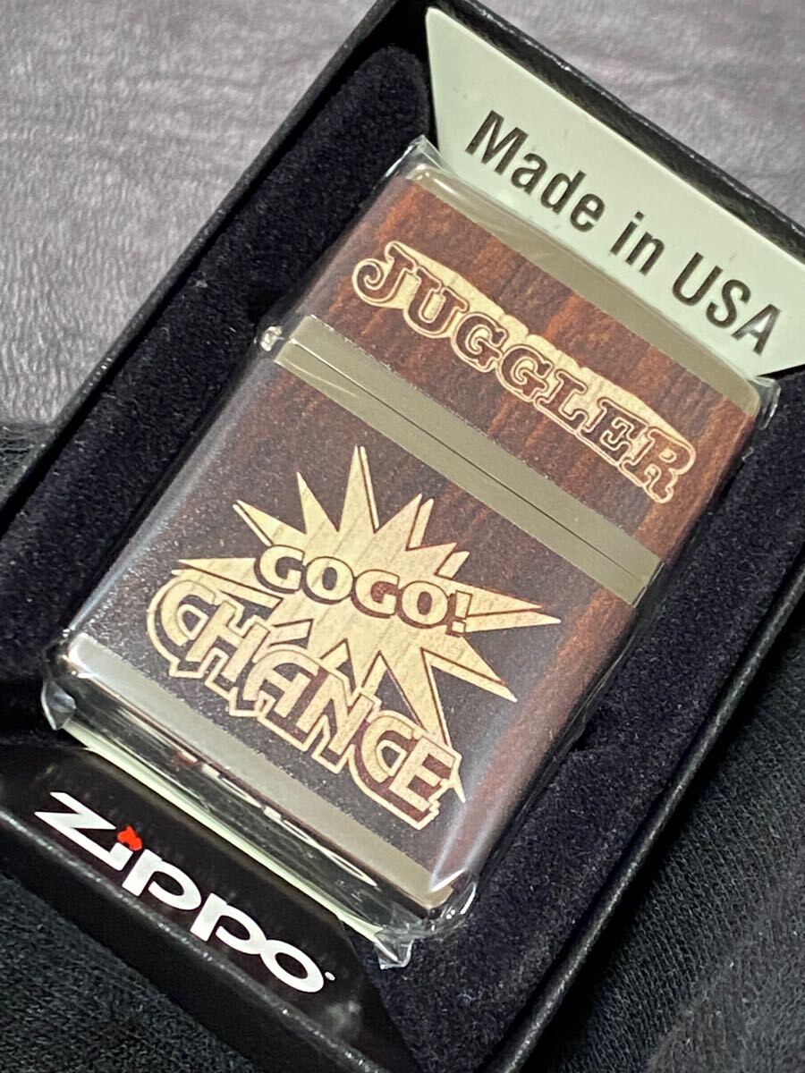 zippo ジャグラー 茶 ウッド調特殊加工 希少モデル 2022年製GO GO CHANCE JUGGLERケース 保証書付き拍卖