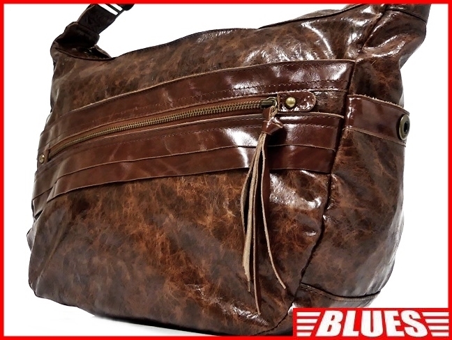 即決★un coeul★オールレザーショルダーバッグ アンクール メンズ 茶 ブラウン 本革 かばん 本皮 カバン 鞄 トラベル レディース拍卖