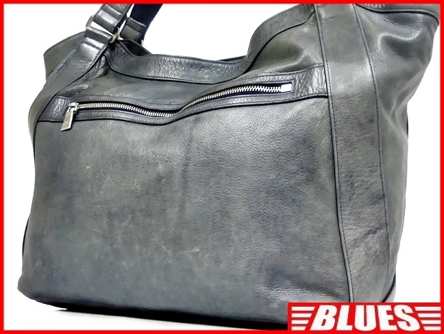 即決★aniary★オールレザートートバッグ アニアリ メンズ ブルー グレー 本革 ハンドバッグ 本皮 かばん 通勤 レディース 出張 カバン 鞄拍卖