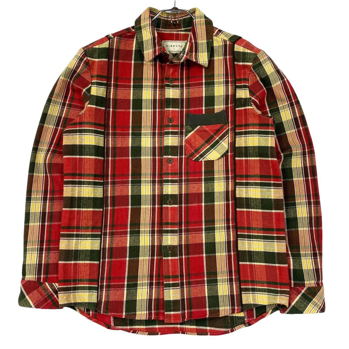 HIBECK(ハイベック)長袖シャツ シャツジャケット チェック柄 メンズ1 レッド系/イエロー系/グリーン系拍卖