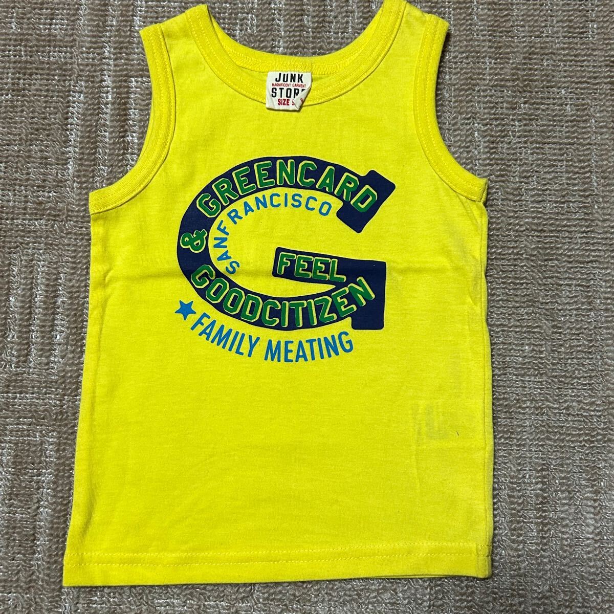 □JUNK STORE ジャンクストア タンクトップ 95サイズ 男の子用 J310855 イエロー色系 トップス ランニングTシャツ ノースリーブ ベビー服拍卖