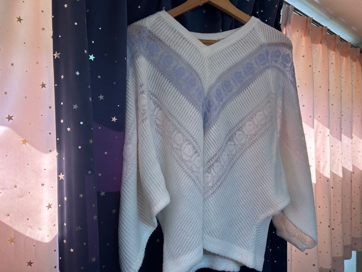 ハンドメイド ウールドルマンスリーブセーター 機械編み L LL拍卖