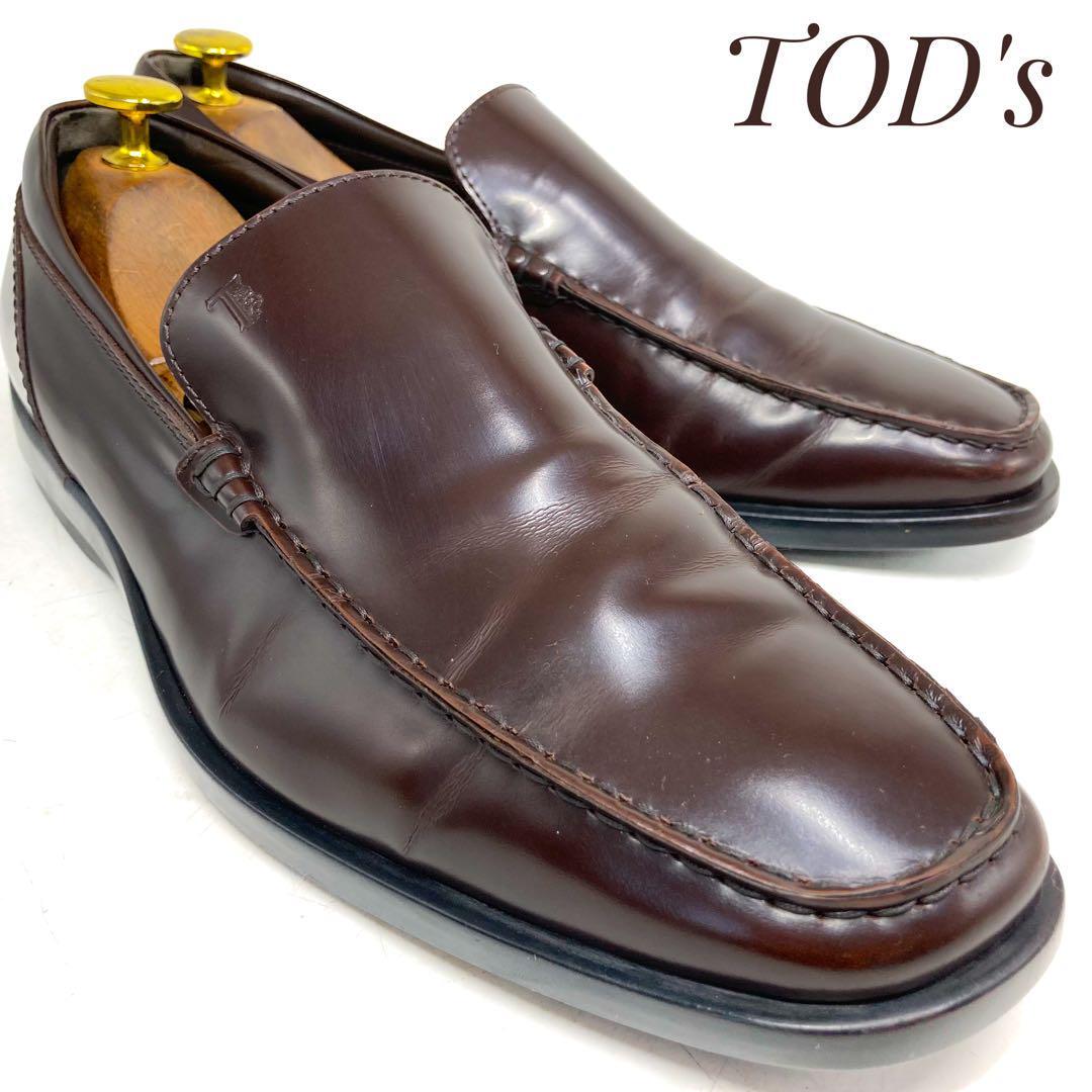 ☆即決・送料無料☆TOD'S トッズ レザースリッポン ゴンミーニ 茶 ブラウン 26cm 革靴 ビジネスシューズ カジュアル 本革 本皮 メンズ拍卖