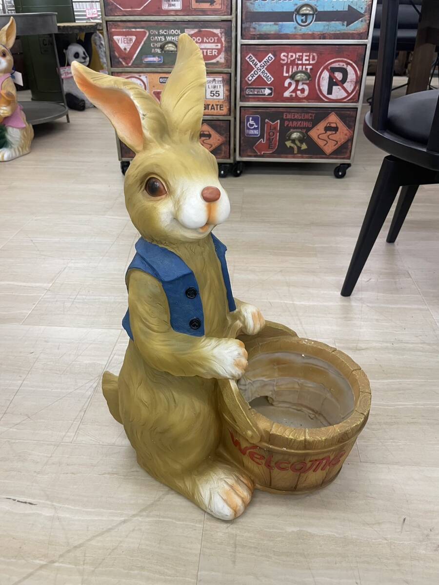 ガーデンオブジェ ウサギ プランター 傘立て ヨーロピアン 園芸 置物 うさぎ 鉢植 植木 庭 ガーデン オーナメント ラビット拍卖