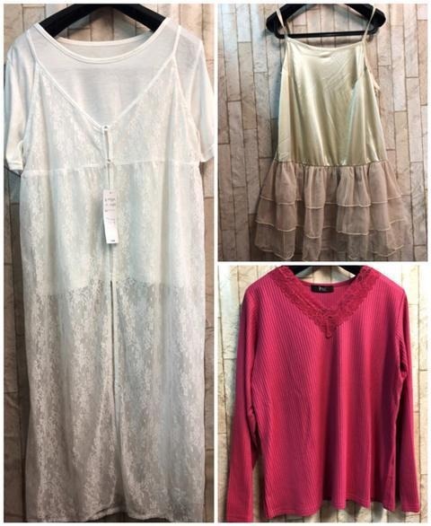 新品☆3L重ね着チュールキャミやレーストップスなどセット♪s699拍卖