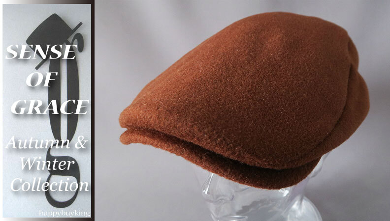 graceグレース★ウール混スムースハンチング【茶】新品 定価¥4300 サイズ調節可能 男女兼用 レザーパッチ センスオブグレース拍卖