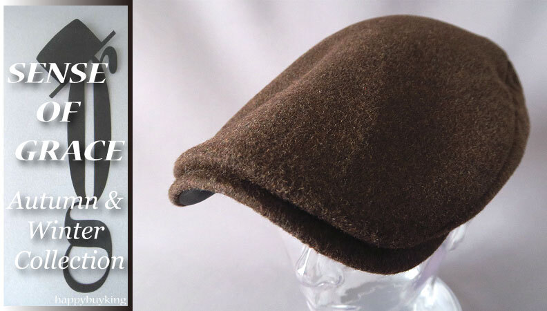 graceグレース★ウール混スムースハンチング【D.BR】新品 定価¥4300 サイズ調節可能 男女兼用 レザーパッチ センスオブグレース拍卖