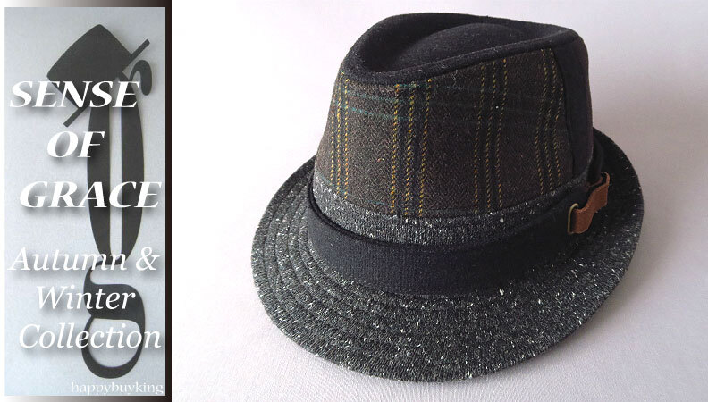 graceグレース★パッチワークツイード中折れハット2【黒】新品 サイズ調節可能 男女兼用 UV99%CUT クラシック トラッド チェック柄拍卖