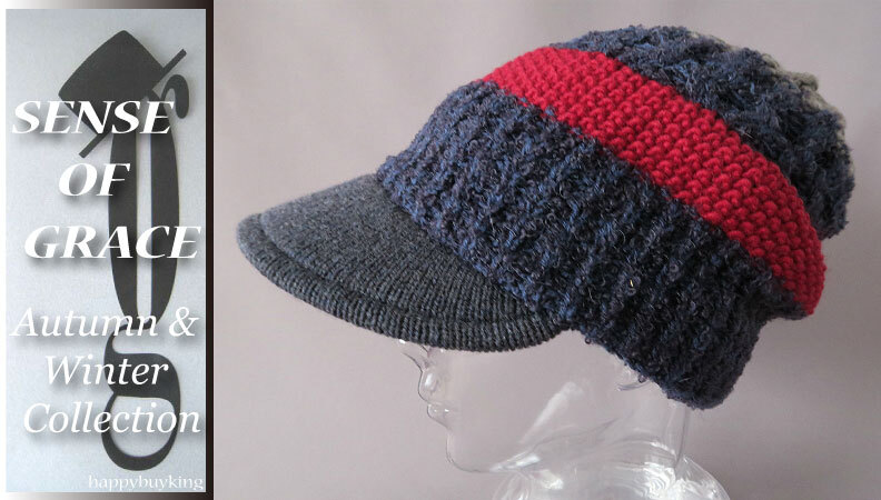 graceグレース★つば付ケーブル編みリブニットキャスケット【紺】新品 定価¥3900 大きいサイズも 男女兼用 ボーダー センスオブグレース拍卖