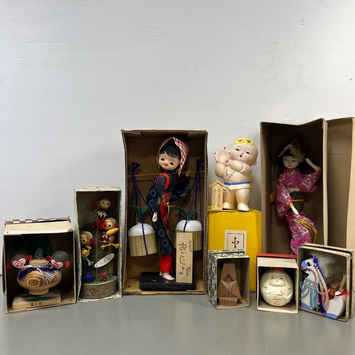 (A2225) 和風 お土産 民芸品 郷土玩具 置物 縁起物 まとめて インテリア 工芸品 伝統工芸 昭和レトロ 当時もの 置物 日本人形 伝統工芸 拍卖
