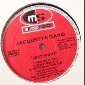 12inchレコード JACQUETTA DAVIS / LAST NIGHT拍卖