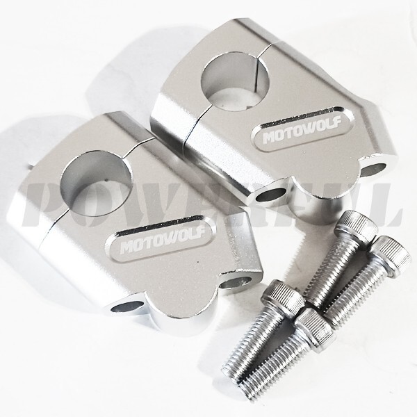 KSR50 KSR80 KSR110 KDX200SR KDX220SR KDX250 KDX250SR エストレヤ 汎用 アルミ ハンドル クランプ アップハン セットバック 銀 22.2mm拍卖